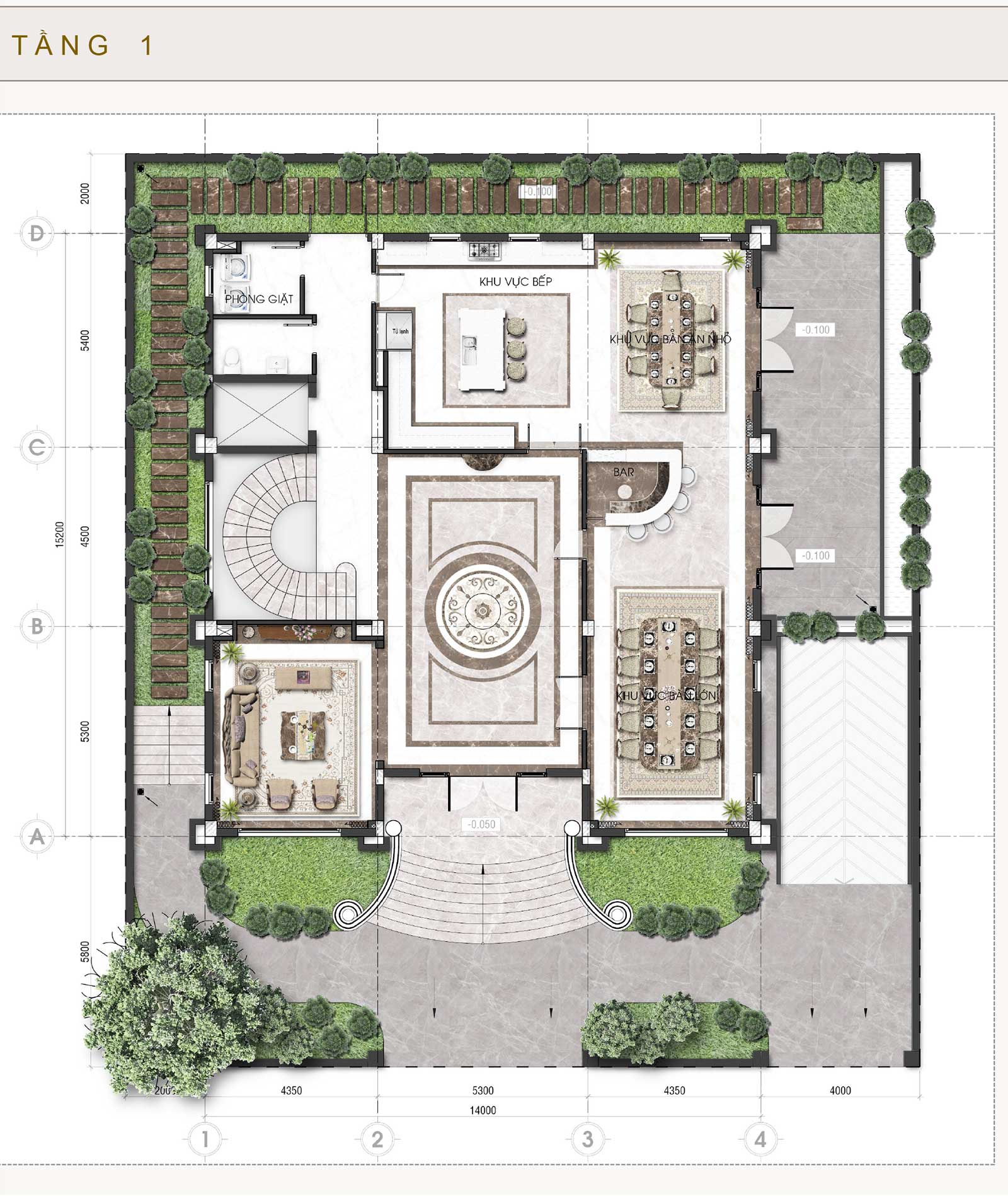 Biet thu Mansion tầng trệt