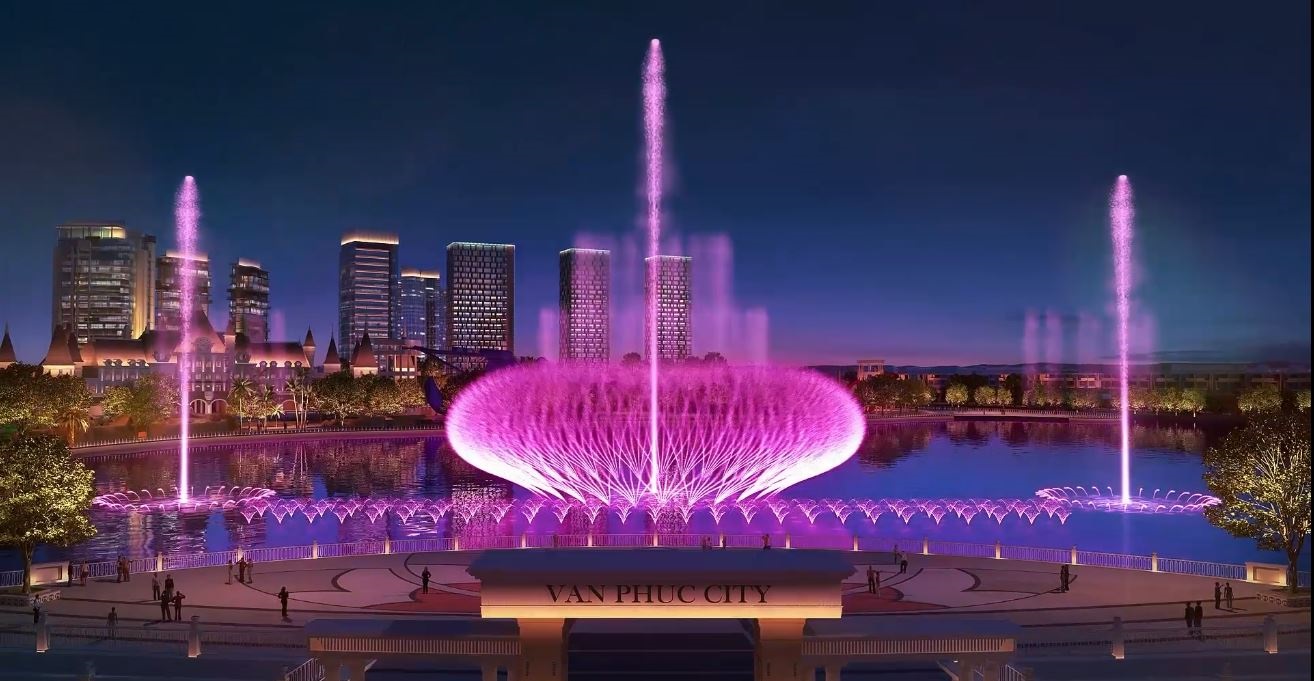 Chiêm ngưỡng nhạc nước lung linh trên hồ Đại Nhật tại Van Phuc City