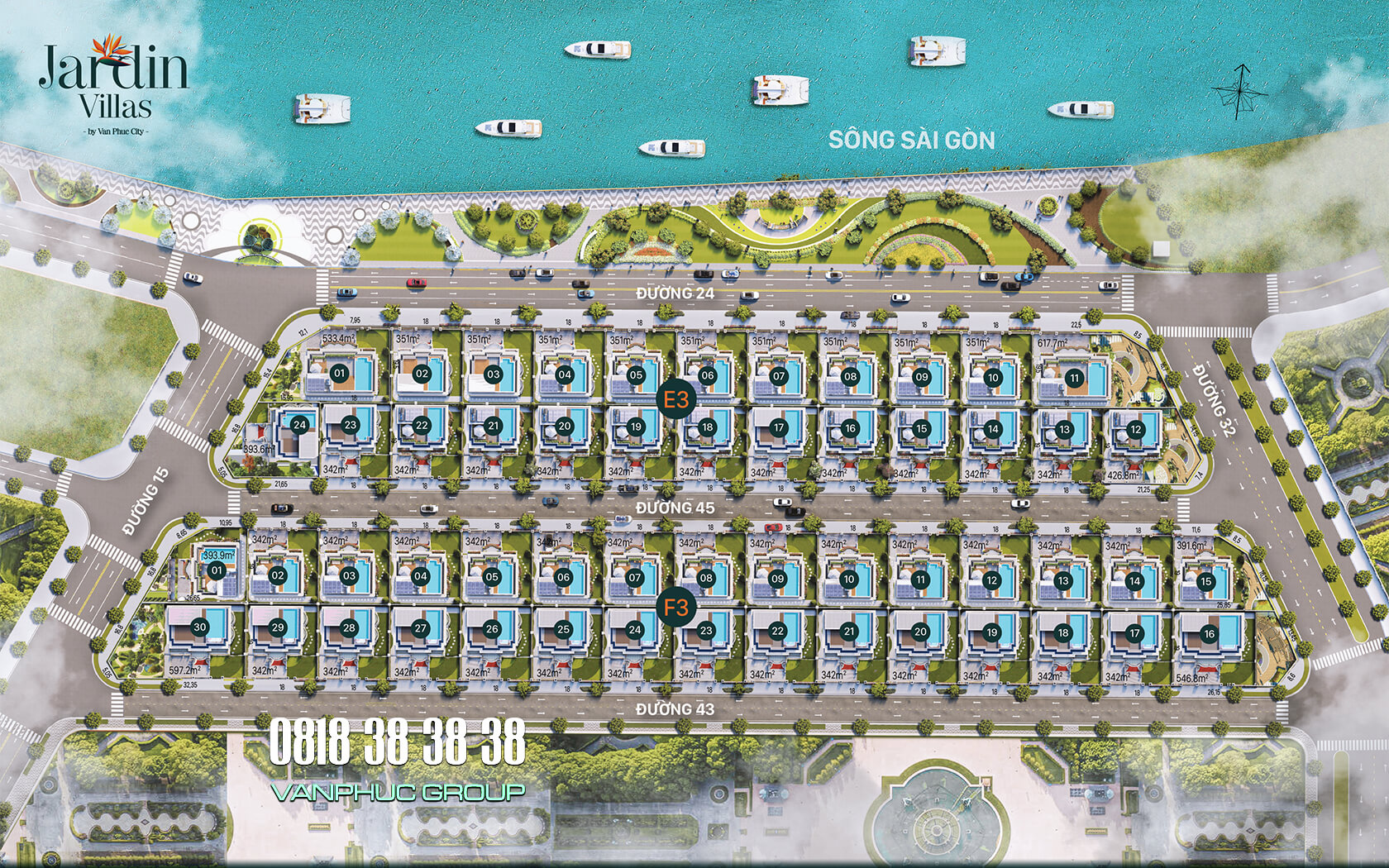 biet thu van phuc city jardin villas mat bang