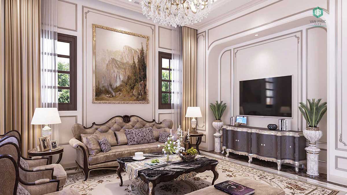 Phòng khách biệt thự Jardin Villas 