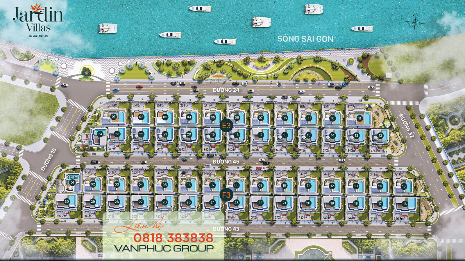 mat bang mo ban sieu biet thu jardin villas van phuc city