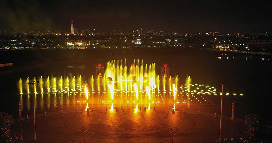 nhạc nước vạn phúc thủ đức - phun lửa