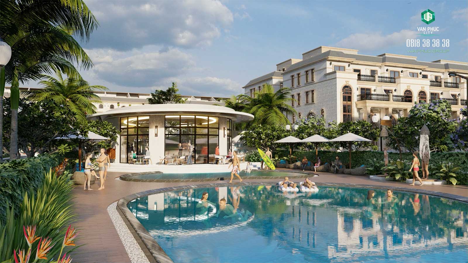 Clubhouse bên hồ tại Sunlake Villas