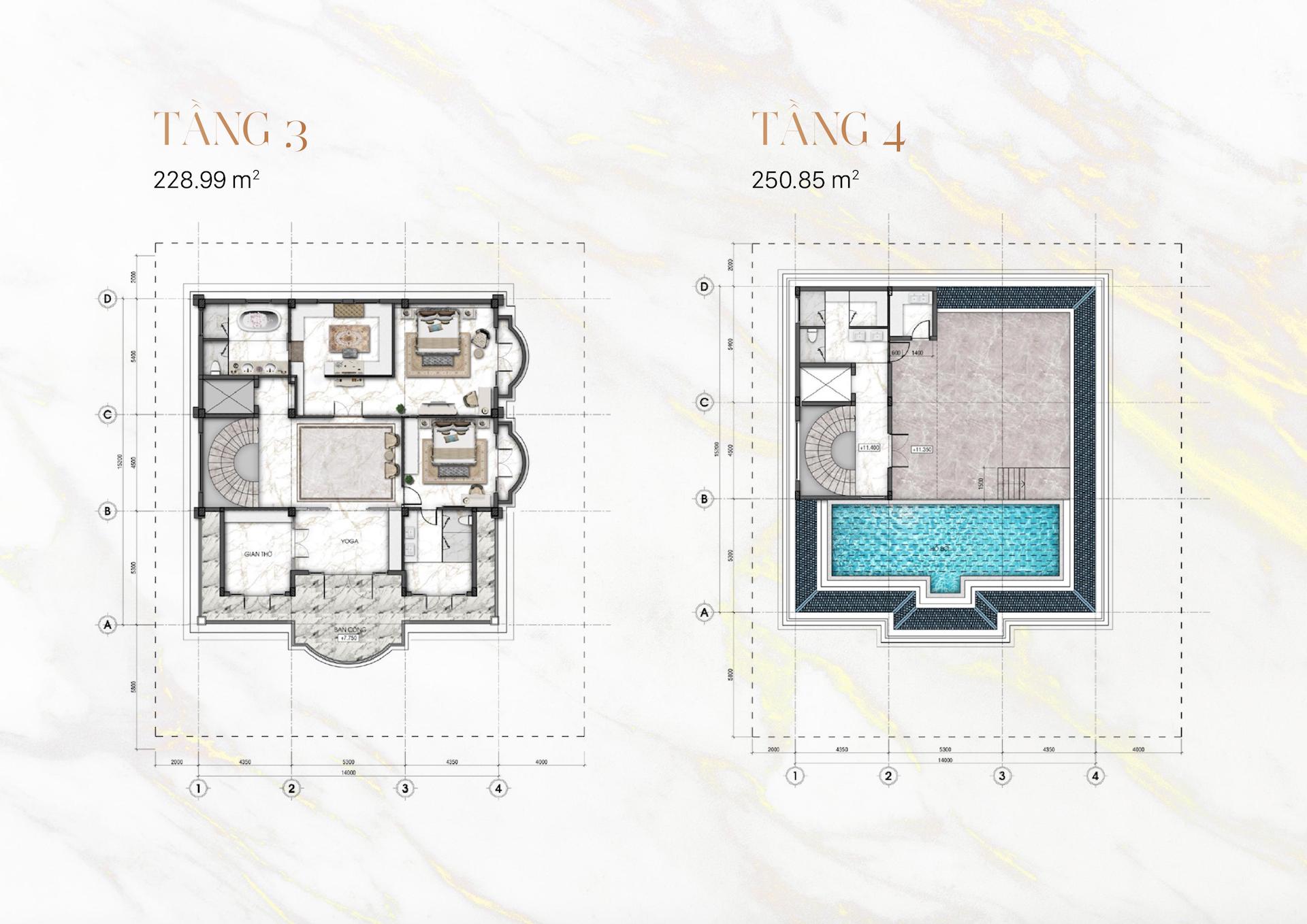 thiet ke biet thu van phuc mansion tang 3 va tang 4