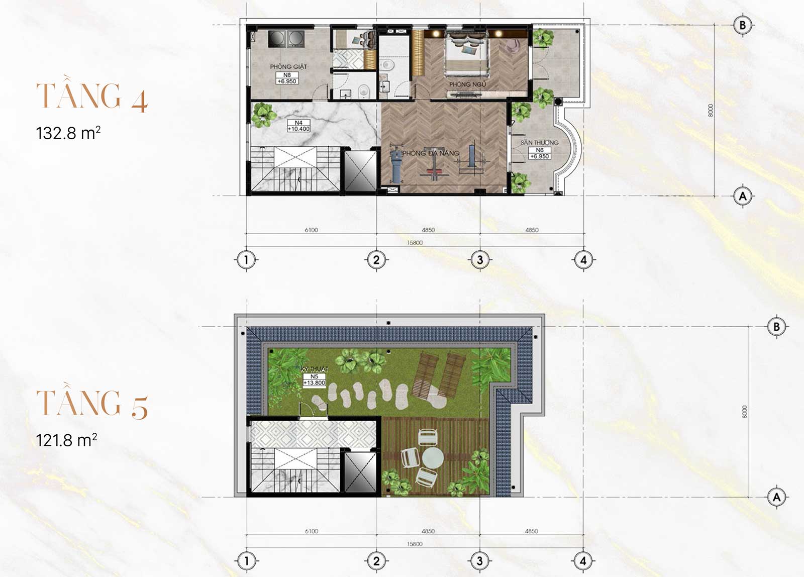 Tầng 4 & tầng 5 nhà phố Sunlake Villas